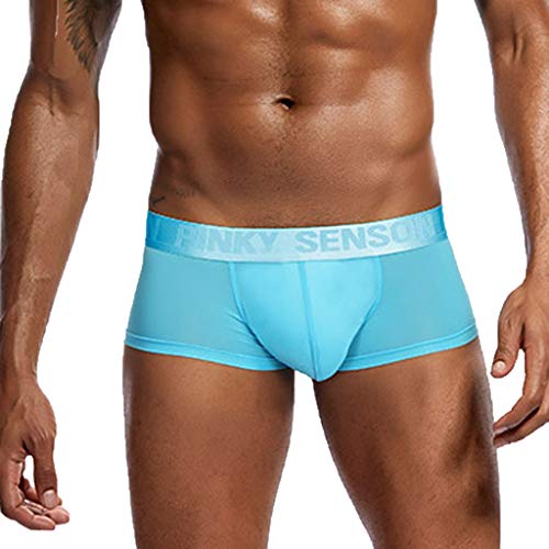 CEWIFO Sissy Lingerie Set for Men Einfarbig Herren Shapewear Niedrige Taille Herren-Slips Loose Gift Herren-Shortys Baumwolle Fitness Offener Schritt Retroshorts Für Herren (A07241-Light Blue, M) von CEWIFO