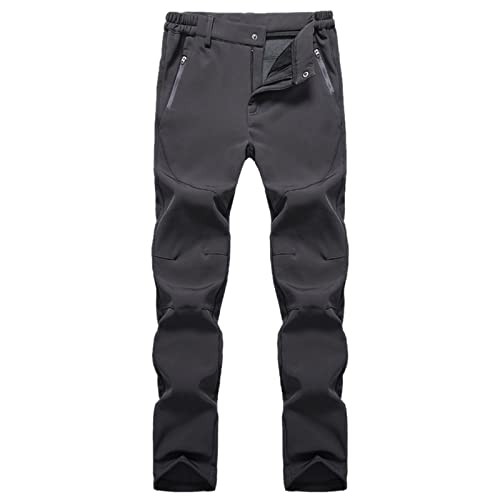 CEWIFO Weite Cargo Hosen Herren Soild Pant Wanderhose Winddichte Arbeitshose Fleece warm gefütterte Hosentaschen Outdoor Fitness Softshellhose Hosen Mit Dicke Naht Herren von CEWIFO