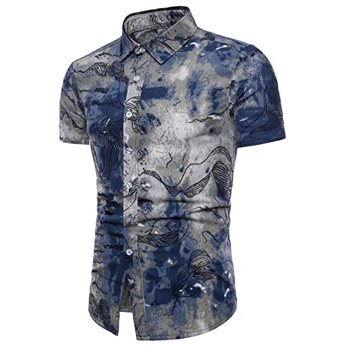 CEWIFO hawaiihemd Herren Baumwolle leinenhemd Herren XXL hawaiihemd leinen Herren Kurzarm Sommer Tops y2k Business Hemden bügelfrei Weisse Poloshirts Damen sommerhemd Herren Langarm Slim fit von CEWIFO