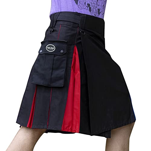 LäSsige Retro Rock Faltenrock schwarz Knielang Faltenrock kurz glattem Reißverschluss Faltenrock schwarz mit Hose schottenrock Herren Kilt original Set Faltenrock schwarz mädchen von CEWIFO