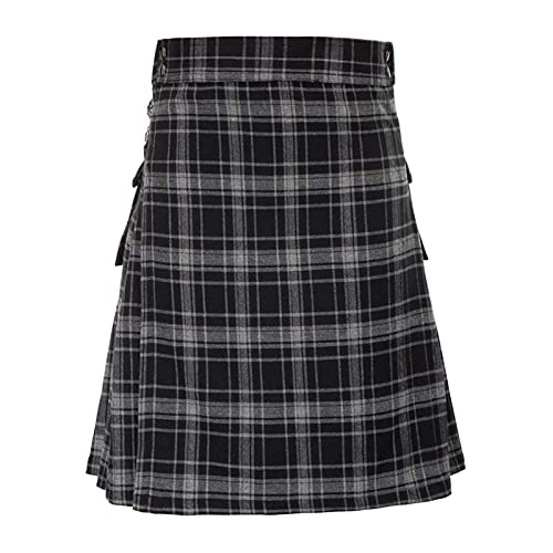 Schottischer Kilt Männer Faltenrock-Design Schottischer Karo Kilt Faltenrock Glattem Reißverschluss Rock Kariert Minirock Streetwear Stilvolle Ausflug Hohe Taille Kurz Skirt Bequemem Stoff von CEWIFO