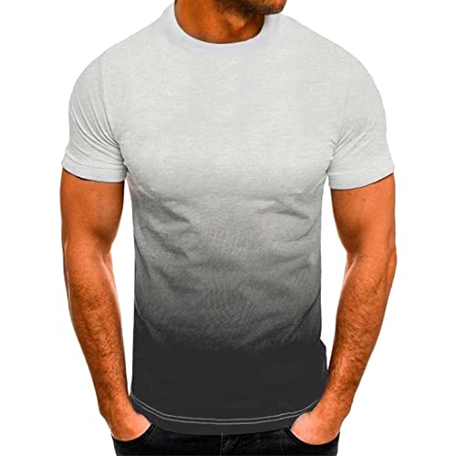 Shirts Herren Herren Sommer Freizeit Sport T-Shirt Mode 3D Farbverlauf Kurzarm Rundhals T-Shirt Männer Herren Tops Sportlich5592 von CEWIFO