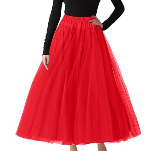 Tutu Tüllrock Petticoat Unterrock Rock 50er Vintage Ballet Blase Tanzrock Tanzkleid Ballkleid Jeansrock Tüllrock Leoprint Damen Lang von CEWIFO