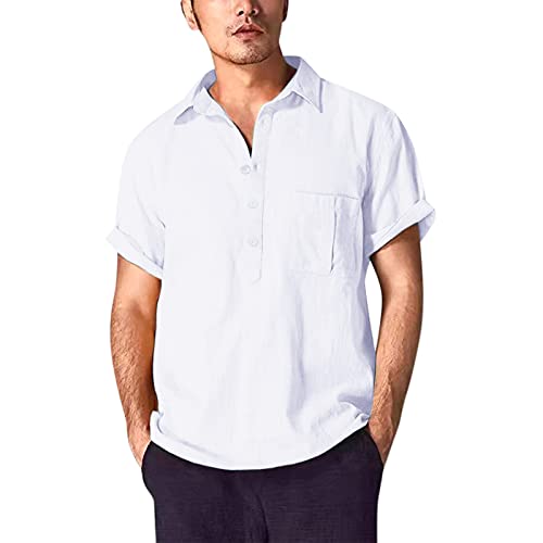 ausgefallene Hemden herrenhemden Kurzarm t-Shirts Herren kühlshirt sommerhemd Herren leinen Slim fit sommerhemd Herren leinen Slim fit wanderhemd Herren Kurzarm von CEWIFO