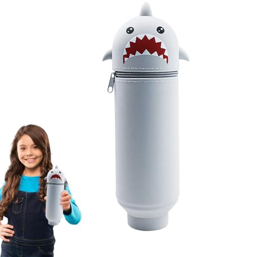 CEWROM 2-in-1 Kawaii Federmäppchen aus weichem Silikon, Cartoon Federmäppchen, Stand Up Federmäppchen, Tischstifthalter, Reißverschluss, Tier Stifthalter, Stifthalter Bleistifttasche Mädchen Junge von CEWROM