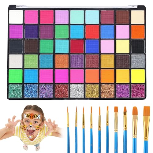 CEWROM Kinderschminke Set, 54 Farben Kinderschminken Set, Schminke Kinder mit 11 Pinsel, Gesichtsfarben Kinderschminken für Karneval,Geburtstag, Halloween, Party CEWROM Kinderschminke Set, 54 Farben Kinderschminken Set, Schminke Kinder mit 11 Pinsel, Gesichtsfarben Kinderschminken für Karneval,Geburtstag, Halloween, Party von CEWROM
