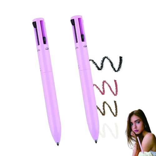 4 in 1 Makeup Pen 2 Stück All In One Makeup Pen, Make up Pencil 4 in 1 Augenbrauenstift&Eyeliner&Lip Liner&Highlighter Stift, 4 Farben Augenbrauenstift Eyeliner Wasserfest Für Lip and Face Makeup von CEZKFH