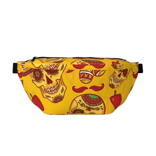 Bauchtasche mit Blumenmuster und Totenköpfen und verstellbarem Gürtel für Damen und Herren, mehrfarbig, Einheitsgröße, Wanderrucksack Bauchtasche mit Blumenmuster und Totenköpfen und verstellbarem Gürtel für Damen und Herren, mehrfarbig, Einheitsgröße, Wanderrucksack von CFAN