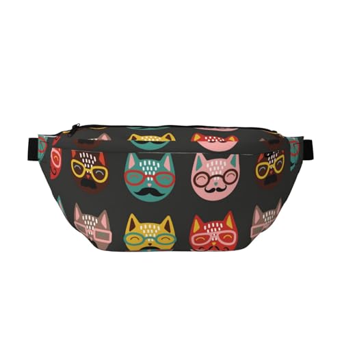 Bauchtasche mit Katzenmuster, Gürteltasche mit verstellbarem Gürtel für Männer und Frauen, mehrfarbig, Einheitsgröße, Wanderrucksack Bauchtasche mit Katzenmuster, Gürteltasche mit verstellbarem Gürtel für Männer und Frauen, mehrfarbig, Einheitsgröße, Wanderrucksack von CFAN