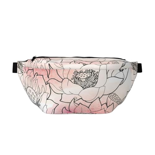 Bauchtasche mit Lotusblumen, mit verstellbarem Gürtel, für Damen und Herren, mehrfarbig, Einheitsgröße, Wanderrucksack Bauchtasche mit Lotusblumen, mit verstellbarem Gürtel, für Damen und Herren, mehrfarbig, Einheitsgröße, Wanderrucksack von CFAN