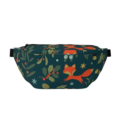 Fox and Leaves Sling Bag Waist Pack Adjustable Belt Waistpacks for Outdoors Workout Hiking Gifts for Men Women, mehrfarbig, Einheitsgröße, Wanderrucksack von CFAN