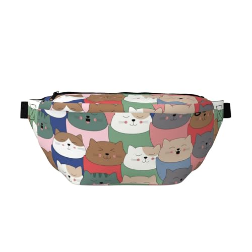 Gürteltasche mit niedlichem Katzenmuster, verstellbarer Gürtel, Hüfttasche für Outdoor, Workout, Wandern, Geschenke für Männer und Frauen, mehrfarbig, Einheitsgröße, Wanderrucksack Gürteltasche mit niedlichem Katzenmuster, verstellbarer Gürtel, Hüfttasche für Outdoor, Workout, Wandern, Geschenke für Männer und Frauen, mehrfarbig, Einheitsgröße, Wanderrucksack von CFAN