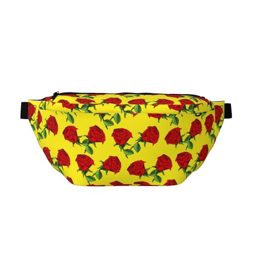 Gürteltasche mit romantischen Rosen und Blumen in gelber Tasche, verstellbarer Gürtel, Hüfttaschen für Outdoor, Workout, Wandern, Geschenke für Männer und Frauen, mehrfarbig, Einheitsgröße Gürteltasche mit romantischen Rosen und Blumen in gelber Tasche, verstellbarer Gürtel, Hüfttaschen für Outdoor, Workout, Wandern, Geschenke für Männer und Frauen, mehrfarbig, Einheitsgröße von CFAN
