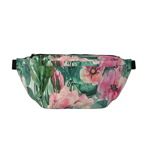 Hüfttasche mit Aquarell-Kaktus- und Blumenmuster, Umhängetasche, Brusttasche, Tagesrucksack mit verstellbarem Gürtel für Damen und Herren, mehrfarbig, Einheitsgröße, Wanderrucksack Hüfttasche mit Aquarell-Kaktus- und Blumenmuster, Umhängetasche, Brusttasche, Tagesrucksack mit verstellbarem Gürtel für Damen und Herren, mehrfarbig, Einheitsgröße, Wanderrucksack von CFAN