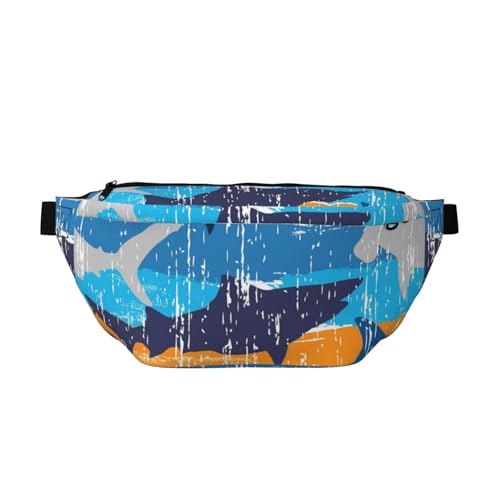 Hüfttasche mit gewelltem Hammerhai-Motiv, verstellbarer Gürtel, Hüfttasche für Outdoor, Workout, Wandern, Geschenke für Männer und Frauen, mehrfarbig, Einheitsgröße, Wanderrucksack Hüfttasche mit gewelltem Hammerhai-Motiv, verstellbarer Gürtel, Hüfttasche für Outdoor, Workout, Wandern, Geschenke für Männer und Frauen, mehrfarbig, Einheitsgröße, Wanderrucksack von CFAN