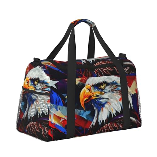 Kabinentasche, Reisetasche, Wochenende, Turnbeutel für Damen und Herren, klein, Handgepäck, Untersitz-Handgepäck, Adler mit Sternen und Streifen Kabinentasche, Reisetasche, Wochenende, Turnbeutel für Damen und Herren, klein, Handgepäck, Untersitz-Handgepäck, Adler mit Sternen und Streifen von CFAN