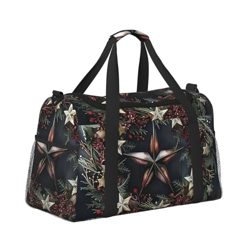 Kabinentasche, Reisetasche, Wochenende, Turnbeutel für Damen und Herren, klein, Handgepäck, Untersitz-Handgepäck, Western Texas Star Red Primitive Berries von CFAN