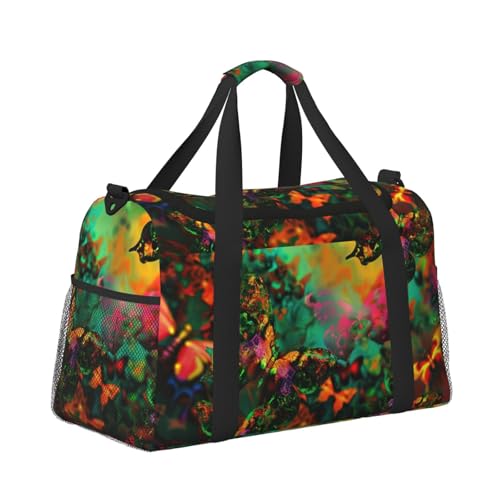 Kabinentasche, Reisetasche, Wochenende, Turnbeutel für Damen und Herren, klein, Handgepäck, unter dem Sitz, bunte Schmetterlinge von CFAN