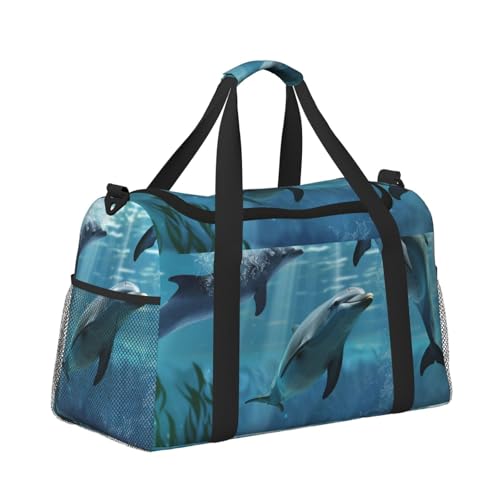 Kabinentasche, Reisetasche, Wochenende, Turnbeutel für Damen und Herren, kleines Handgepäck, Handgepäck, Delfine schwimmen im Wasser von CFAN