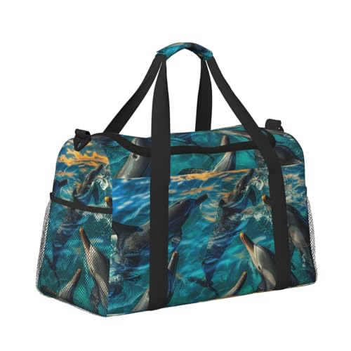 Kabinentasche, Reisetasche, Wochenende, Turnbeutel für Damen und Herren, kleines Handgepäck, Handgepäck, Delfingruppe, Schwimmen von CFAN