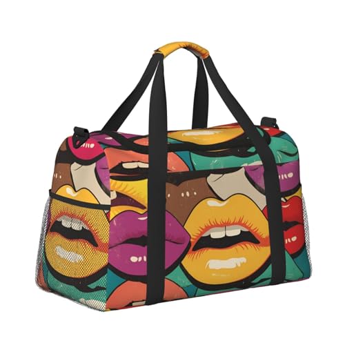 Kabinentasche, Reisetasche, Wochenende, Turnbeutel für Damen und Herren, kleines Handgepäck, Handgepäck, Frauenlippenmuster Kabinentasche, Reisetasche, Wochenende, Turnbeutel für Damen und Herren, kleines Handgepäck, Handgepäck, Frauenlippenmuster von CFAN