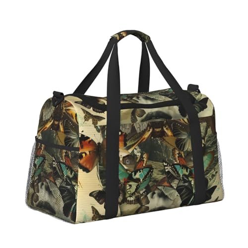 Kabinentasche, Reisetasche, Wochenende, Turnbeutel für Damen und Herren, kleines Handgepäck, Handgepäck, Schmetterlinge und Menschengesicht Kabinentasche, Reisetasche, Wochenende, Turnbeutel für Damen und Herren, kleines Handgepäck, Handgepäck, Schmetterlinge und Menschengesicht von CFAN