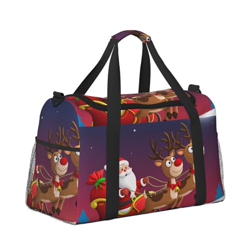 Kabinentasche, Reisetasche, Wochenende, Turnbeutel für Damen und Herren, kleines Handgepäck, Handgepäck, Weihnachtsmann mit Schlitten Kabinentasche, Reisetasche, Wochenende, Turnbeutel für Damen und Herren, kleines Handgepäck, Handgepäck, Weihnachtsmann mit Schlitten von CFAN