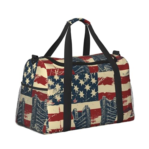 Kabinentasche, Reisetasche, Wochenende, Turnbeutel für Damen und Herren, kleines Handgepäck, Handgepäck, amerikanische Flagge und Stiefel von CFAN