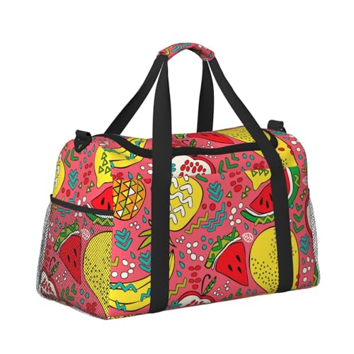 Kabinentasche, Reisetasche, Wochenende, Turnbeutel für Damen und Herren, kleines Handgepäck, Handgepäck, helles Obstmuster von CFAN