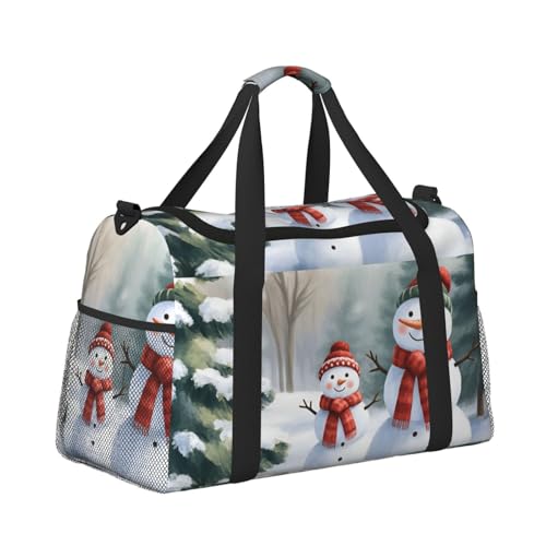 Kabinentasche, Reisetasche, Wochenende, Turnbeutel für Damen und Herren, kleines Handgepäck, Handgepäck, lustiger Schneemann mit Tannen Kabinentasche, Reisetasche, Wochenende, Turnbeutel für Damen und Herren, kleines Handgepäck, Handgepäck, lustiger Schneemann mit Tannen von CFAN
