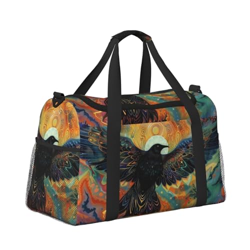 Kabinentasche, Reisetasche, Wochenende, Turnbeutel für Damen und Herren, kleines Handgepäck, Handgepäck, schwarzer Vogel fliegt im Himmel von CFAN