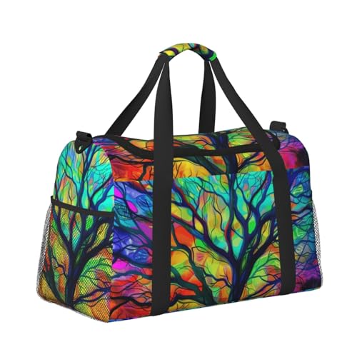 Kabinentasche, Reisetasche, Wochenende, Turnbeutel für Damen und Herren, kleines Handgepäck, Untersitz-Handgepäck, Baum mit bunten Zweigen von CFAN