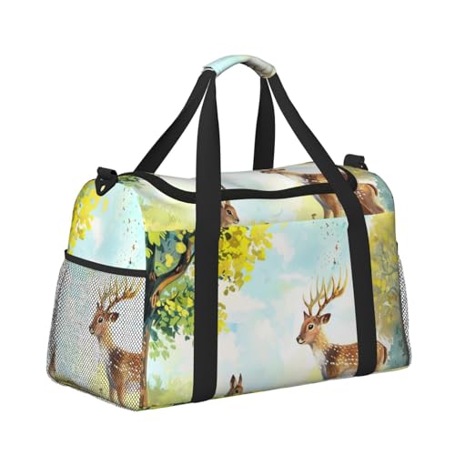 Kabinentasche, Reisetasche, Wochenende, Turnbeutel für Damen und Herren, kleines Handgepäck, Untersitz-Handgepäck, Hirsch und Eichhörnchen von CFAN
