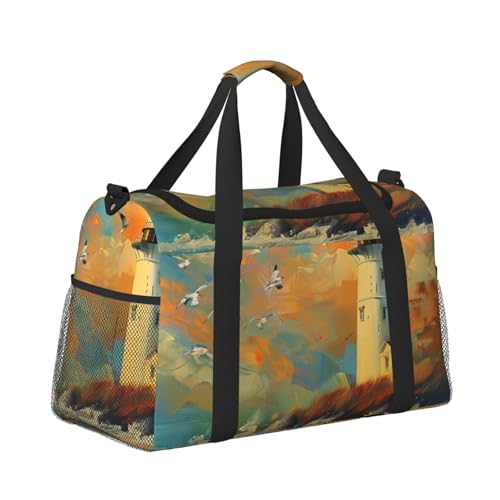 Kabinentasche, Reisetasche, Wochenende, Turnbeutel für Damen und Herren, kleines Handgepäck, Untersitz-Handgepäck, Leuchtturm mit Möwen fliegend Kabinentasche, Reisetasche, Wochenende, Turnbeutel für Damen und Herren, kleines Handgepäck, Untersitz-Handgepäck, Leuchtturm mit Möwen fliegend von CFAN