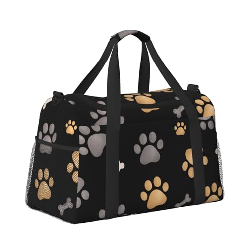Kabinentasche, Reisetasche, Wochenende, Turnbeutel für Damen und Herren, kleines Handgepäck unter dem Sitz, Hundepfotenabdruck und Knochenmuster Kabinentasche, Reisetasche, Wochenende, Turnbeutel für Damen und Herren, kleines Handgepäck unter dem Sitz, Hundepfotenabdruck und Knochenmuster von CFAN
