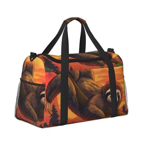 Kabinentasche, Reisetasche, Wochenende, Turnbeutel für Damen und Herren, kleines Handgepäck unter dem Sitz, Sonnenuntergang, Faultier zum Aufhängen an einem Ast von CFAN