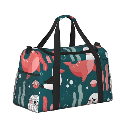 Kabinentasche, Reisetasche, Wochenende, Turnbeutel für Damen und Herren, kleines Handgepäck unter dem Sitz, lustige Siegel und Möwenmuster Kabinentasche, Reisetasche, Wochenende, Turnbeutel für Damen und Herren, kleines Handgepäck unter dem Sitz, lustige Siegel und Möwenmuster von CFAN