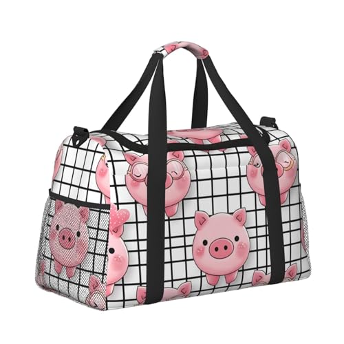 Kabinentasche, Reisetasche, Wochenende, Turnbeutel für Damen und Herren, kleines Handgepäck unter dem Sitz, niedliches rosa Schweinchen Kabinentasche, Reisetasche, Wochenende, Turnbeutel für Damen und Herren, kleines Handgepäck unter dem Sitz, niedliches rosa Schweinchen von CFAN