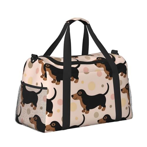 Leichte Reisetasche für Wochenendausflüge, Handgepäck, Kabinentasche, Turnbeutel oder Übernachtungstasche, Dackel-Hunde-Muster Leichte Reisetasche für Wochenendausflüge, Handgepäck, Kabinentasche, Turnbeutel oder Übernachtungstasche, Dackel-Hunde-Muster von CFAN