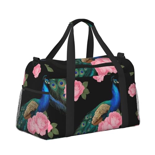 Leichte Reisetasche für Wochenendausflüge, Handgepäck, Kabinentasche, Turnbeutel oder Übernachtungstasche, Pfauenrosenmuster Leichte Reisetasche für Wochenendausflüge, Handgepäck, Kabinentasche, Turnbeutel oder Übernachtungstasche, Pfauenrosenmuster von CFAN