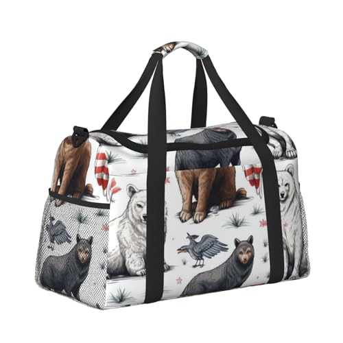 Leichte Reisetasche für Wochenendausflüge, Handgepäcktasche, Turnbeutel oder Übernachtungstasche, Aquarelltiere und US-Flagge von CFAN