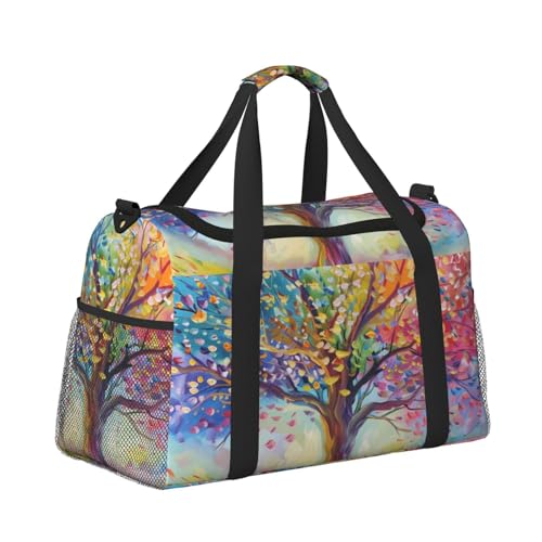 Leichte Reisetasche für Wochenendausflüge, Handgepäcktasche, Turnbeutel oder Übernachtungstasche, Baum mit bunten Blättern von CFAN