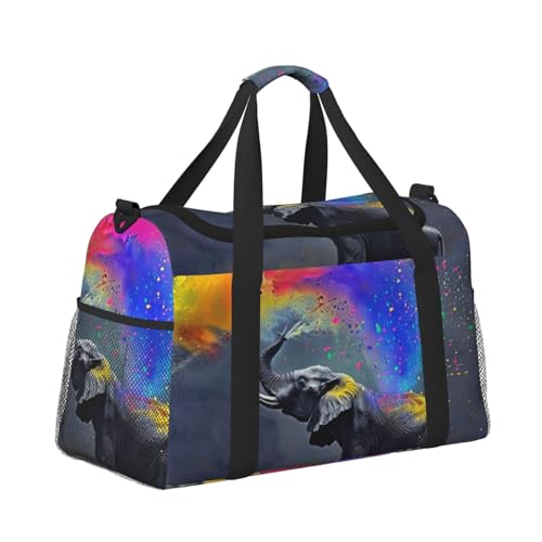 Leichte Reisetasche für Wochenendausflüge, Handgepäcktasche, Turnbeutel oder Übernachtungstasche, Elefant, bunt, Regenbogen Leichte Reisetasche für Wochenendausflüge, Handgepäcktasche, Turnbeutel oder Übernachtungstasche, Elefant, bunt, Regenbogen von CFAN