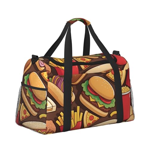 Leichte Reisetasche für Wochenendausflüge, Handgepäcktasche, Turnbeutel oder Übernachtungstasche, Fast-Food-Muster Leichte Reisetasche für Wochenendausflüge, Handgepäcktasche, Turnbeutel oder Übernachtungstasche, Fast-Food-Muster von CFAN