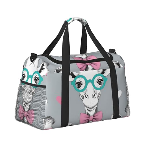 Leichte Reisetasche für Wochenendausflüge, Handgepäcktasche, Turnbeutel oder Übernachtungstasche, Giraffe mit Brille und Fliege Leichte Reisetasche für Wochenendausflüge, Handgepäcktasche, Turnbeutel oder Übernachtungstasche, Giraffe mit Brille und Fliege von CFAN