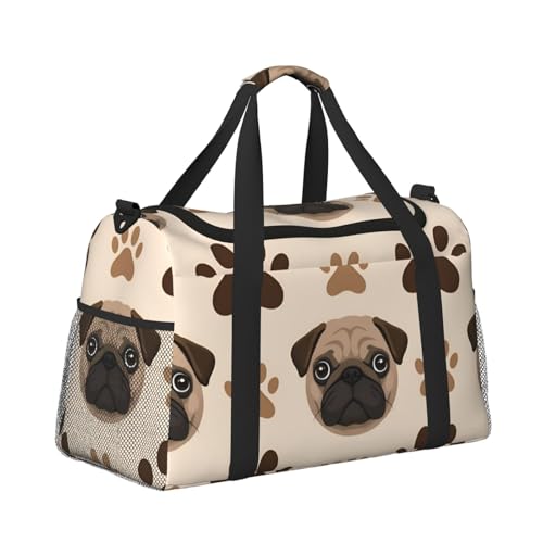 Leichte Reisetasche für Wochenendausflüge, Handgepäcktasche, Turnbeutel oder Übernachtungstasche, Mops, Welpe und Hundepfoten Leichte Reisetasche für Wochenendausflüge, Handgepäcktasche, Turnbeutel oder Übernachtungstasche, Mops, Welpe und Hundepfoten von CFAN