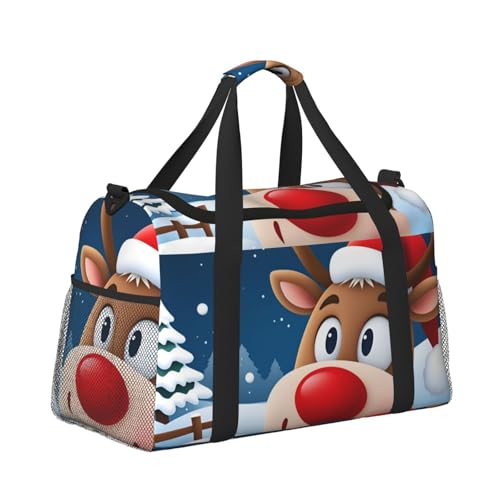 Leichte Reisetasche für Wochenendausflüge, Handgepäcktasche, Turnbeutel oder Übernachtungstasche, Rentier, Winter, verschneite Landschaft Leichte Reisetasche für Wochenendausflüge, Handgepäcktasche, Turnbeutel oder Übernachtungstasche, Rentier, Winter, verschneite Landschaft von CFAN
