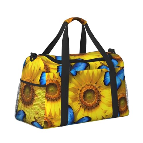 Leichte Reisetasche für Wochenendausflüge, Handgepäcktasche, Turnbeutel oder Übernachtungstasche, Sonnenblumen- und Schmetterlingsmuster Leichte Reisetasche für Wochenendausflüge, Handgepäcktasche, Turnbeutel oder Übernachtungstasche, Sonnenblumen- und Schmetterlingsmuster von CFAN