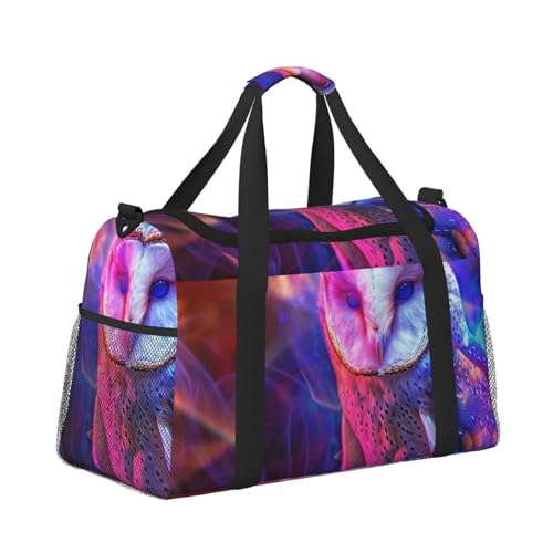 Leichte Reisetasche für Wochenendausflüge, Handgepäcktasche, Turnbeutel oder Übernachtungstasche, bunte Eule sitzt auf Holz Leichte Reisetasche für Wochenendausflüge, Handgepäcktasche, Turnbeutel oder Übernachtungstasche, bunte Eule sitzt auf Holz von CFAN