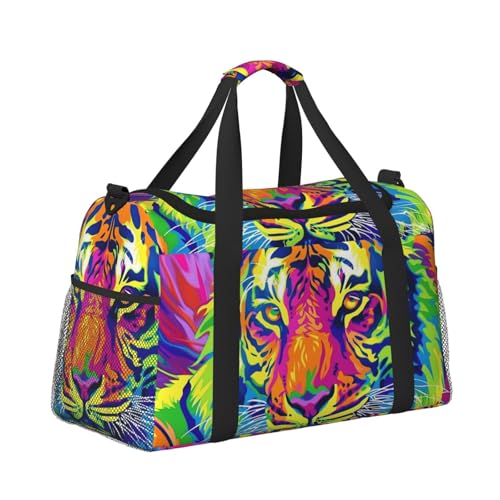 Leichte Reisetasche für Wochenendausflüge, Handgepäcktasche, Turnbeutel oder Übernachtungstasche, farbiger Tiger Leichte Reisetasche für Wochenendausflüge, Handgepäcktasche, Turnbeutel oder Übernachtungstasche, farbiger Tiger von CFAN